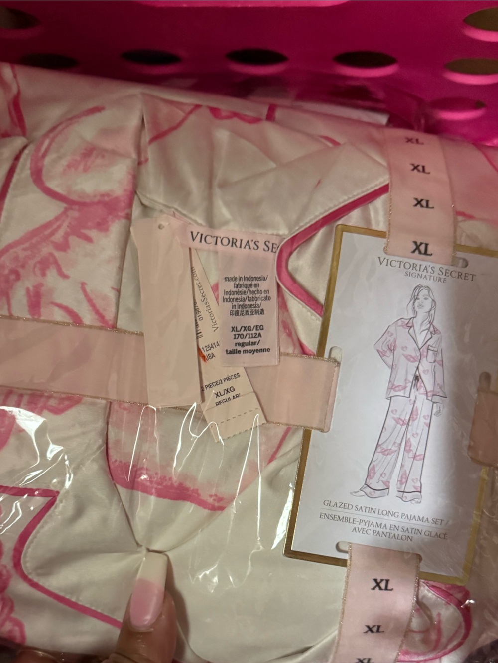 Victoria's Secret Satin Floral Pajama Set - Pink & White